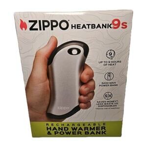 Zippo Silver HeatBank 9s Rechargeable Hand Warmer & Power Bank‎ / New